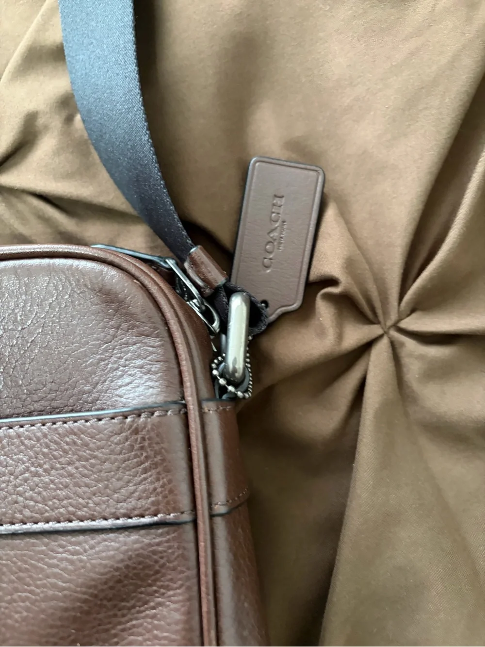Vintage COACH Purse Crossbody Messenger Bag Dark Brown Leather